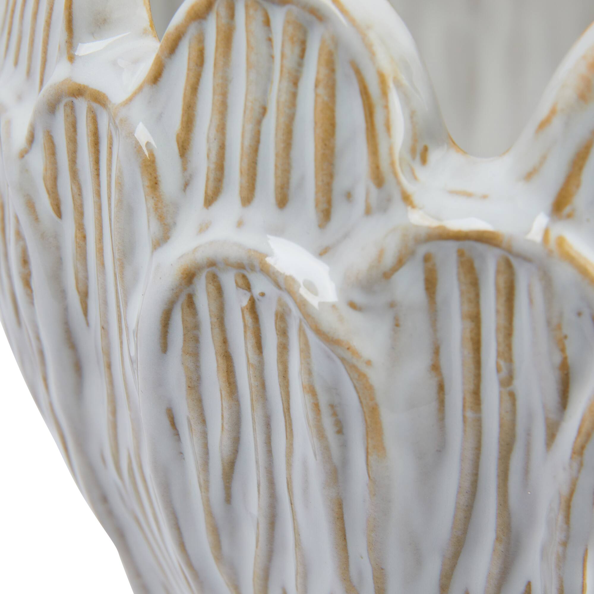 Hello Honey® 8" Ivory Stoneware Flower Shaped Planter